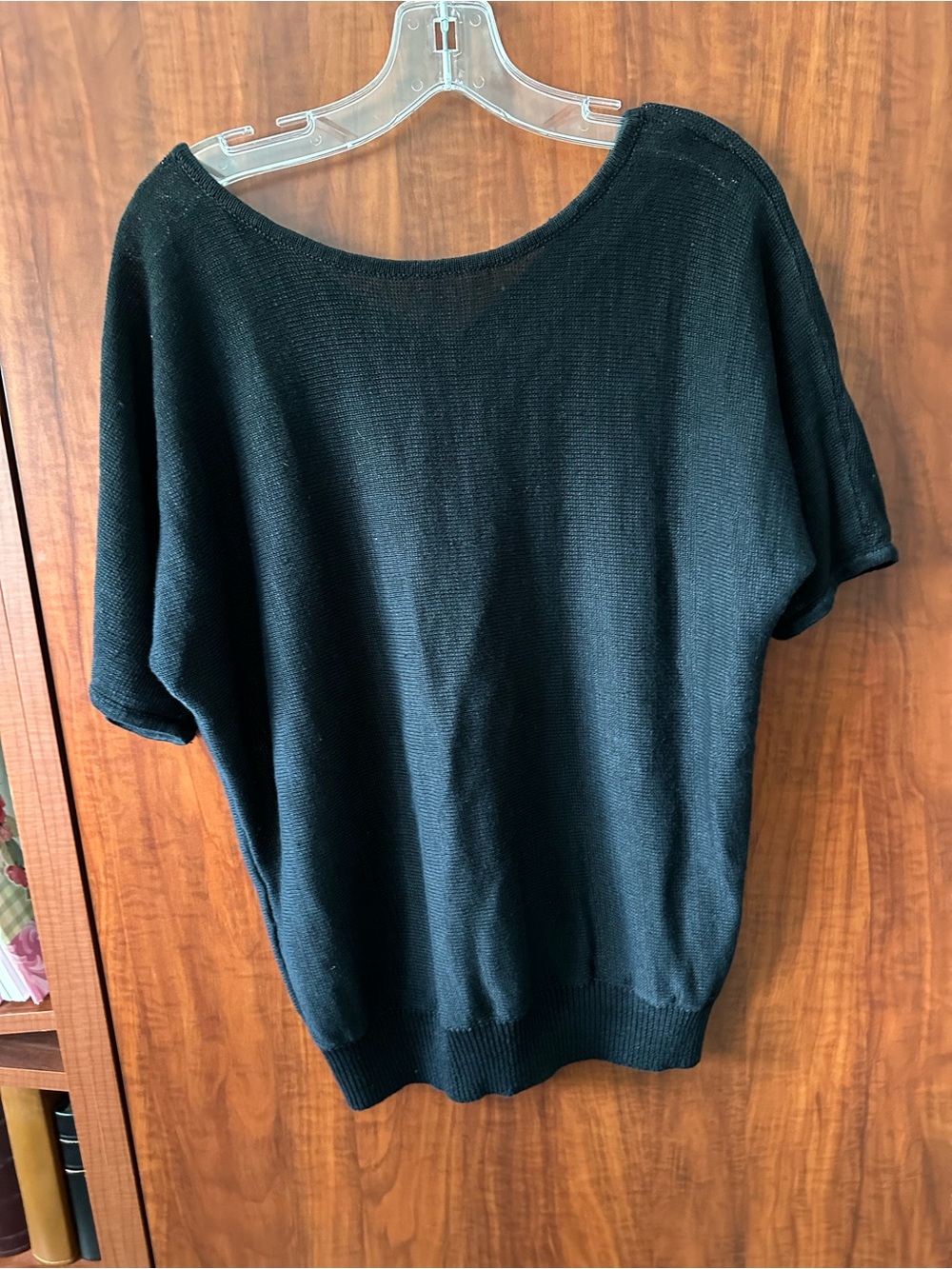 Talbots Linen Scoop-neck/V-neck Black  Knit Sweater Top EUC